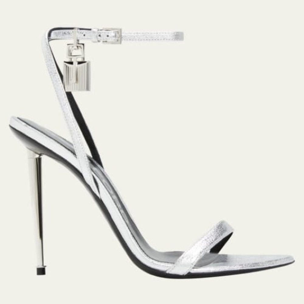 TOM FORD Padlock Metallic Stiletto Sandals